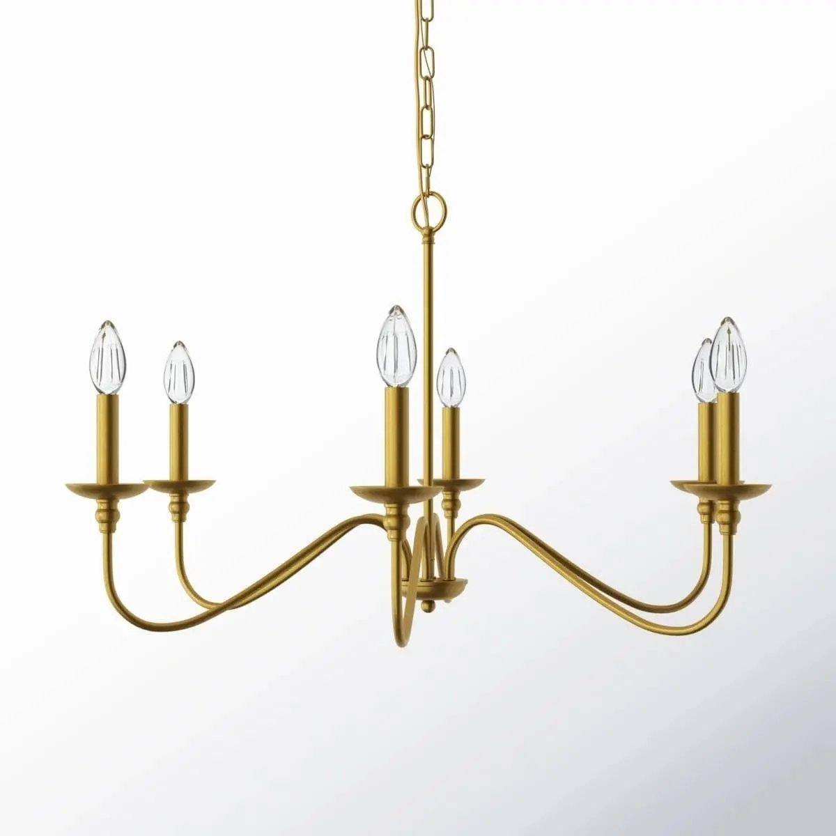 30-inch 6-Light Dimmable Traditional Chandelier Brass Finish-2
