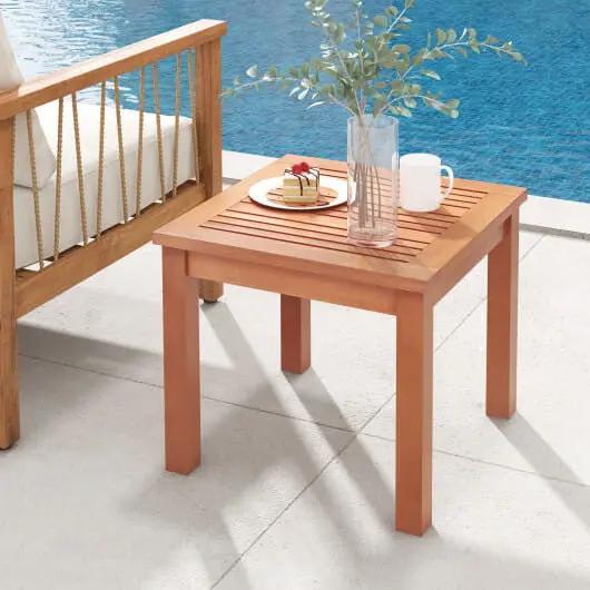 18 Inch Square End Outdoor Adirondack Side Table Slatted Top-1