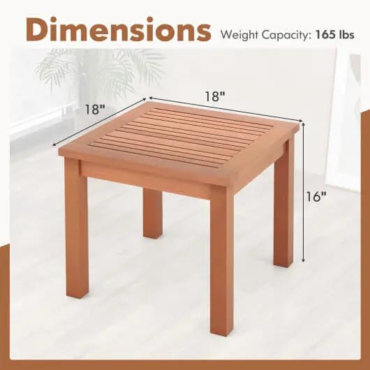 18 Inch Square End Outdoor Adirondack Side Table Slatted Top-3