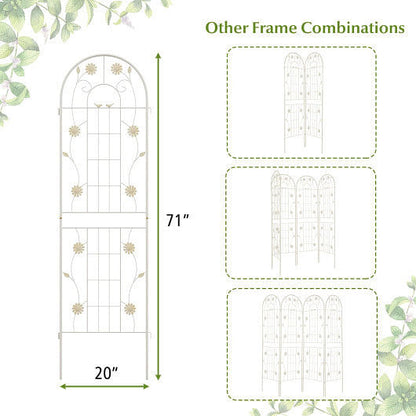 Garden arch with measurements and additional frame combinations on a white background.