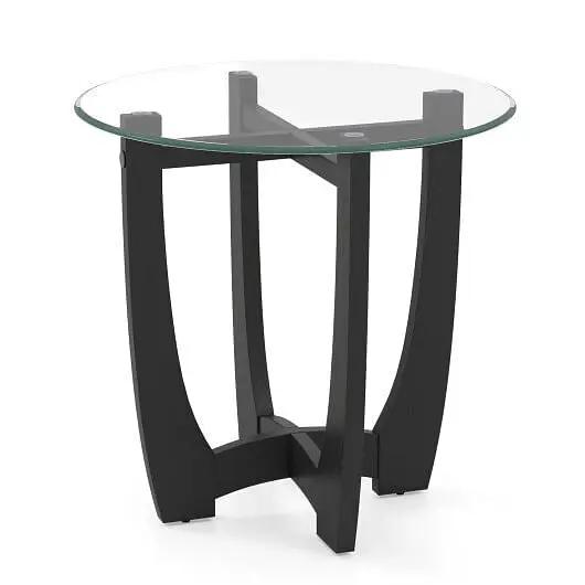 23.5 Inch Round End Side Table with Black Tempered Glass Top-4