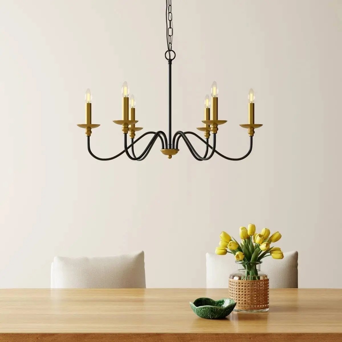 30-inch Traditional Dimmable 6-Light Black Brass Chandelier-0