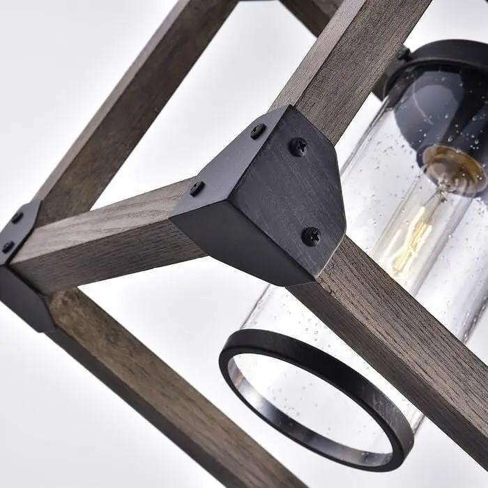 4 Light Dimmable Rectangle Chandelier with Wrought Iron Accents-1