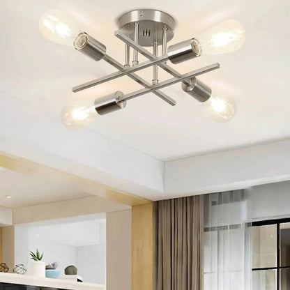 4-Light Modern Flush Mount Sputnik Ceiling Light Brushed Nickel-2