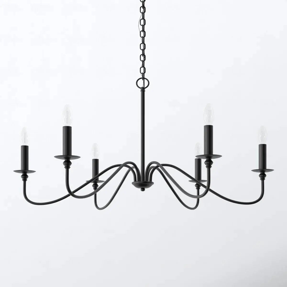 42-inch Traditional 6-Light Dimmable Matte Black Chandelier-0
