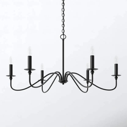 42-inch Traditional 6-Light Dimmable Matte Black Chandelier-0