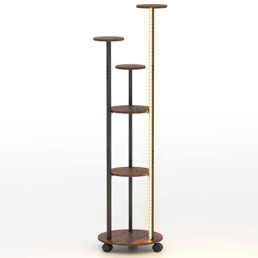 Tall, cylindrical shelf with multiple shelves on a white background