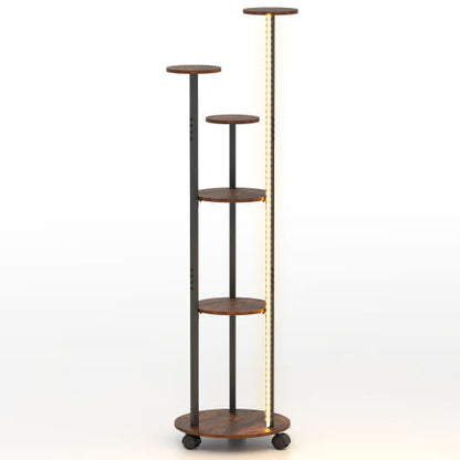 Tall, cylindrical shelf with multiple shelves on a white background