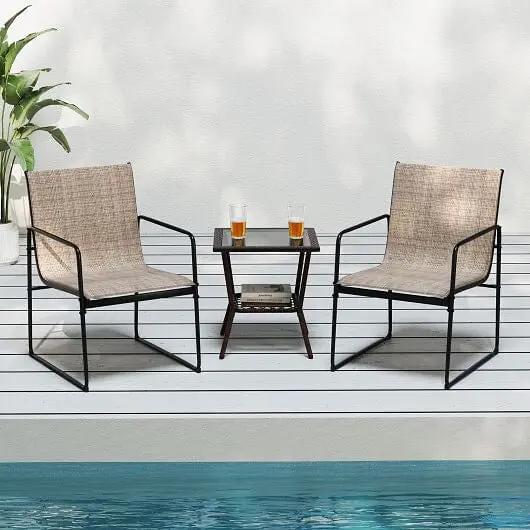 Outdoor Dining Chairs Set of 2 Breathable Patio Furniture Brown-0
