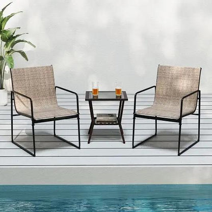 Outdoor Dining Chairs Set of 2 Breathable Patio Furniture Brown-0