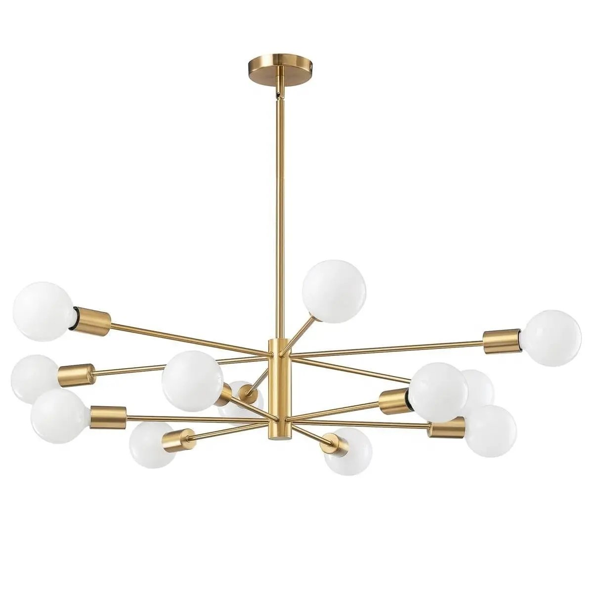 Gold 33-Inch Modern 12-Light Dimmable Sputnik Chandelier Lamp-0