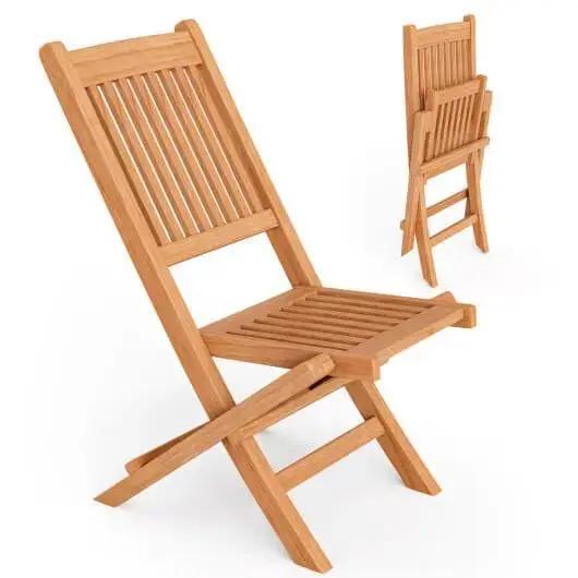 Wooden folding chair on a white background