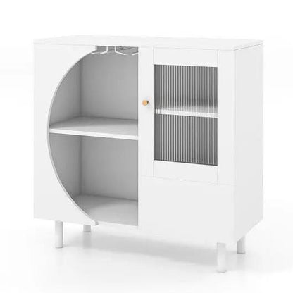 White cabinet with glass door on a white background