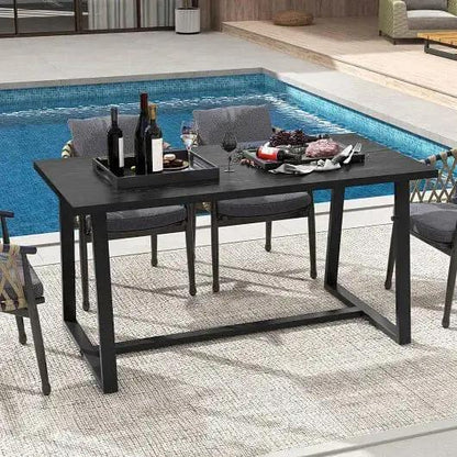 Large Dining Table Heavy-Duty Metal Frame Anti-Slip Black-3