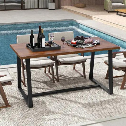 Large Dining Table Heavy-Duty Metal Frame Anti-Slip Black-8