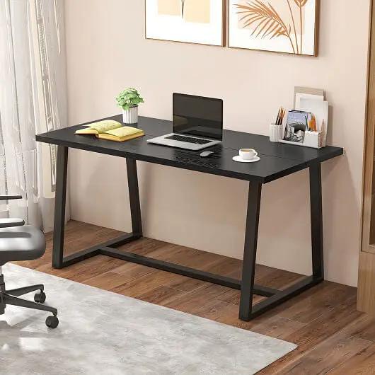 Large Dining Table Heavy-Duty Metal Frame Anti-Slip Black-0