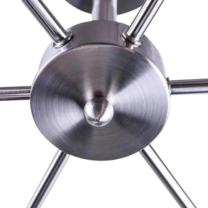 Modern 23-Inch 6-Light Sputnik Semi Flush Ceiling Light Nickel Finish-1