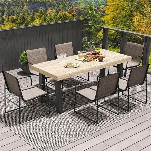 Outdoor Dining Chairs Set of 2 Breathable Patio Furniture Brown-1