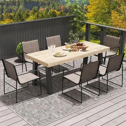 Outdoor Dining Chairs Set of 2 Breathable Patio Furniture Brown-1