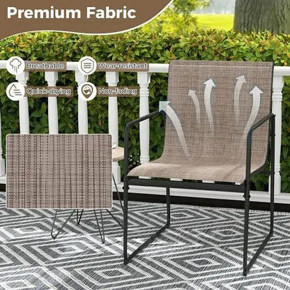 Outdoor Dining Chairs Set of 2 Breathable Patio Furniture Brown-3