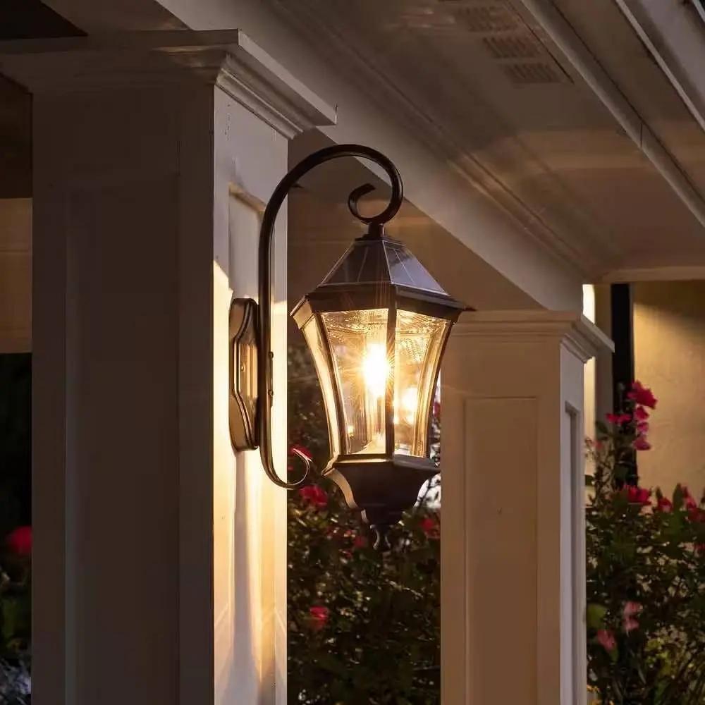 Outdoor Farmhouse Solar Wall Light Black 150 Lumens LED Waterproof-2