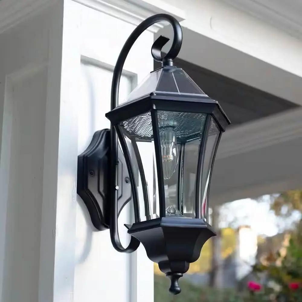 Outdoor Farmhouse Solar Wall Light Black 150 Lumens LED Waterproof-0