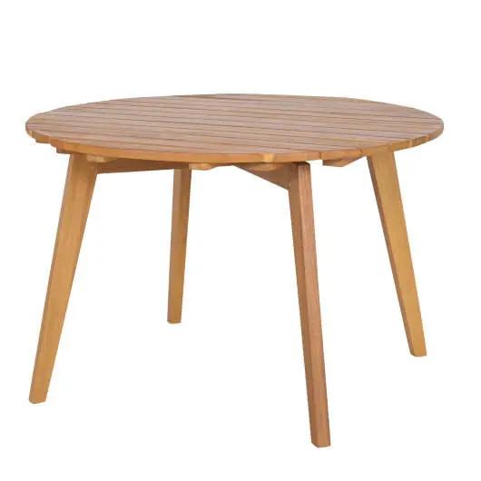 Round Outdoor Acacia Wood Side Table with Slatted Top for Patio-0