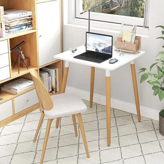 Square Dining Table with Adjustable Feet White Compact Kitchen Table-1