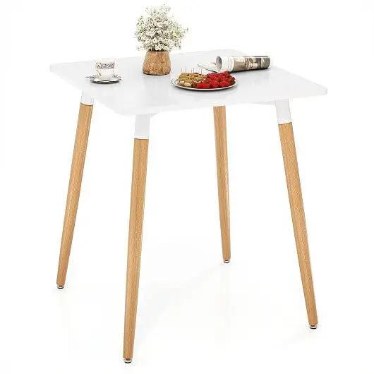 Square Dining Table with Adjustable Feet White Compact Kitchen Table-2