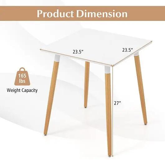 Square Dining Table with Adjustable Feet White Compact Kitchen Table-3