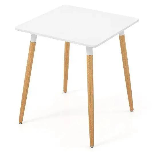 Square Dining Table with Adjustable Feet White Compact Kitchen Table-4