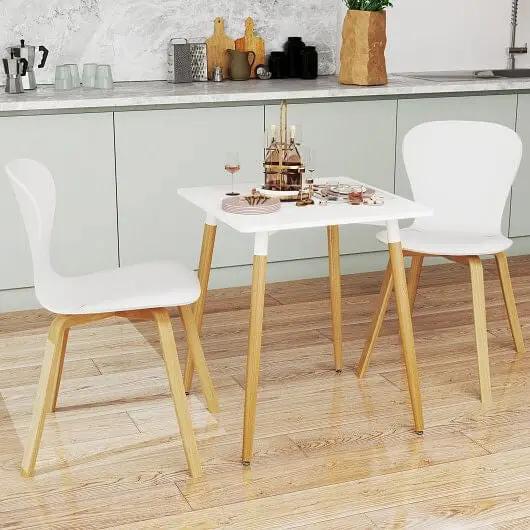 Square Dining Table with Adjustable Feet White Compact Kitchen Table-0