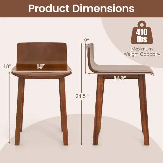 Wood Dining Chair Set of 2 Farmhouse Kitchen Armless Side Chairs-2